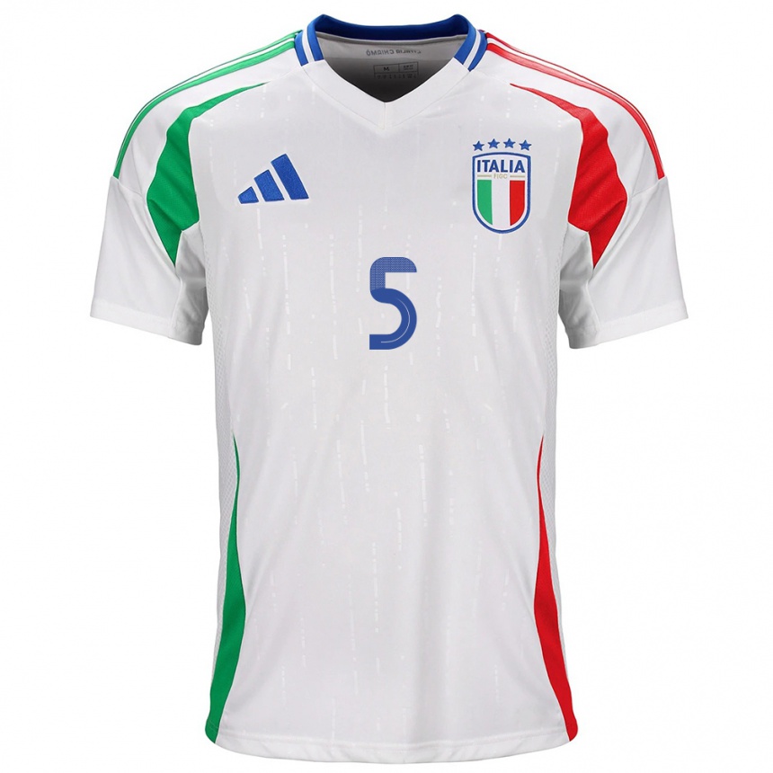 Niño Fútbol Camiseta Italia Riccardo Calafiori #5 Blanco 2ª Equipación 24-26 Argentina