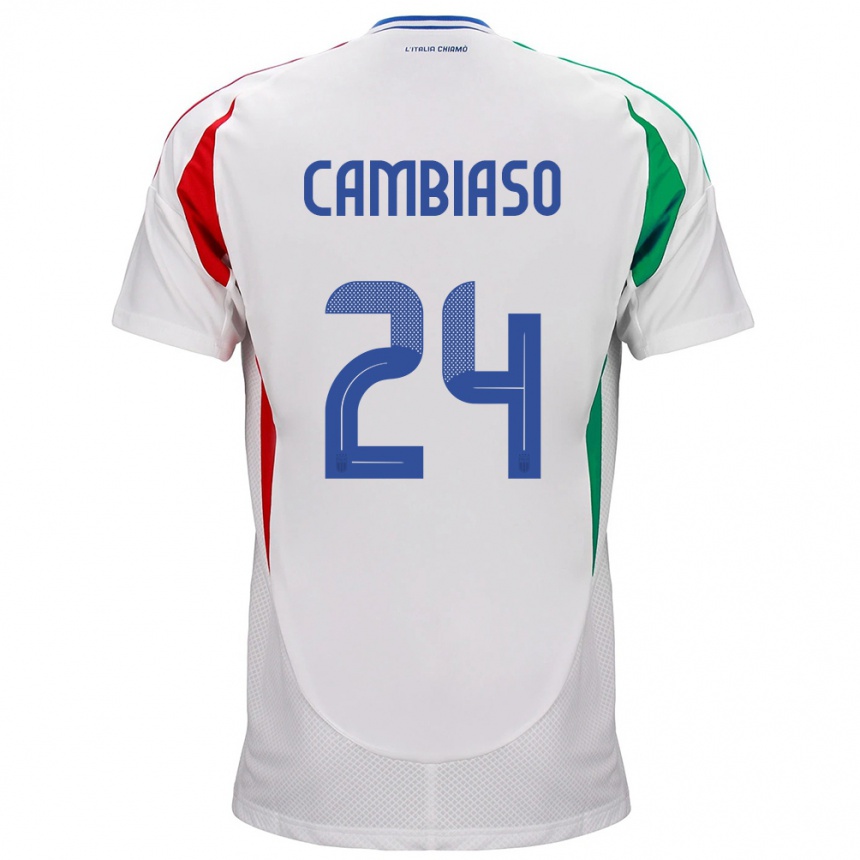 Niño Fútbol Camiseta Italia Andrea Cambiaso #24 Blanco 2ª Equipación 24-26 Argentina