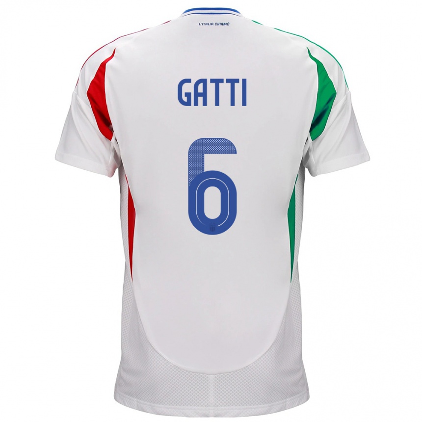 Niño Fútbol Camiseta Italia Federico Gatti #6 Blanco 2ª Equipación 24-26 Argentina