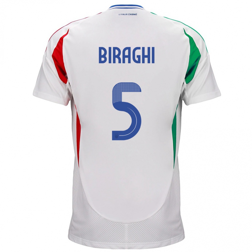 Niño Fútbol Camiseta Italia Cristiano Biraghi #5 Blanco 2ª Equipación 24-26 Argentina