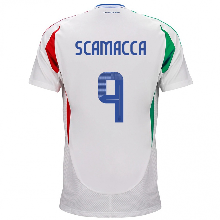 Niño Fútbol Camiseta Italia Gianluca Scamacca #9 Blanco 2ª Equipación 24-26 Argentina