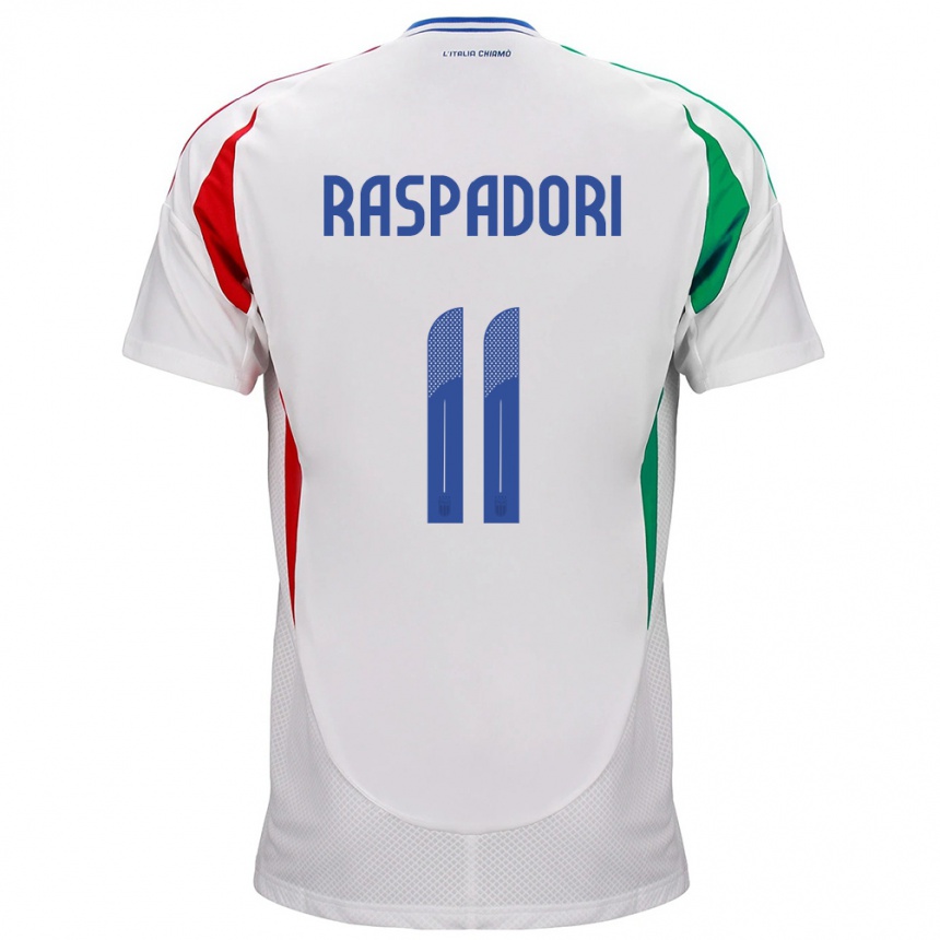 Niño Fútbol Camiseta Italia Giacomo Raspadori #11 Blanco 2ª Equipación 24-26 Argentina