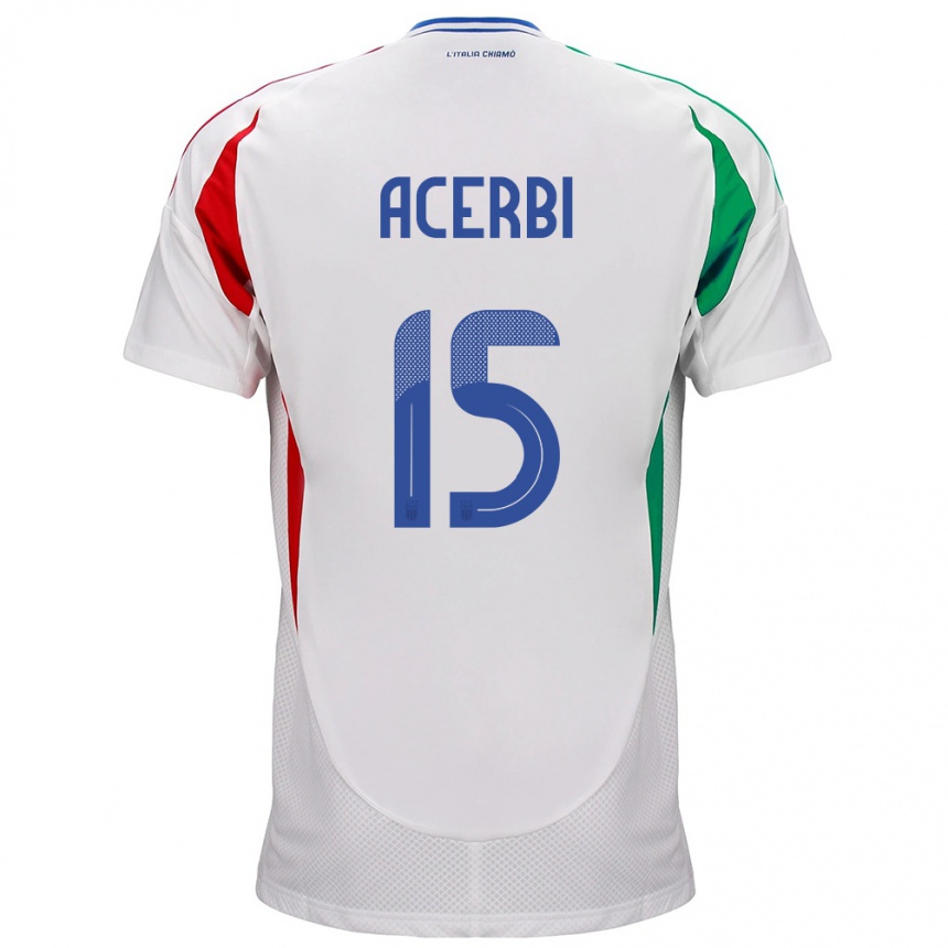 Niño Fútbol Camiseta Italia Francesco Acerbi #15 Blanco 2ª Equipación 24-26 Argentina