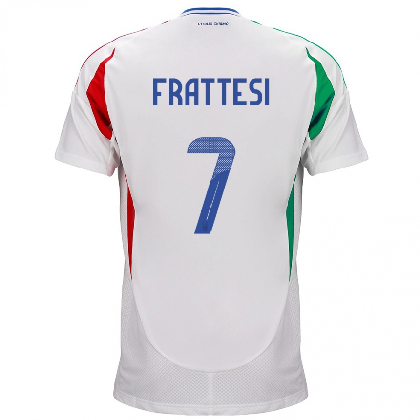 Niño Fútbol Camiseta Italia Davide Frattesi #7 Blanco 2ª Equipación 24-26 Argentina