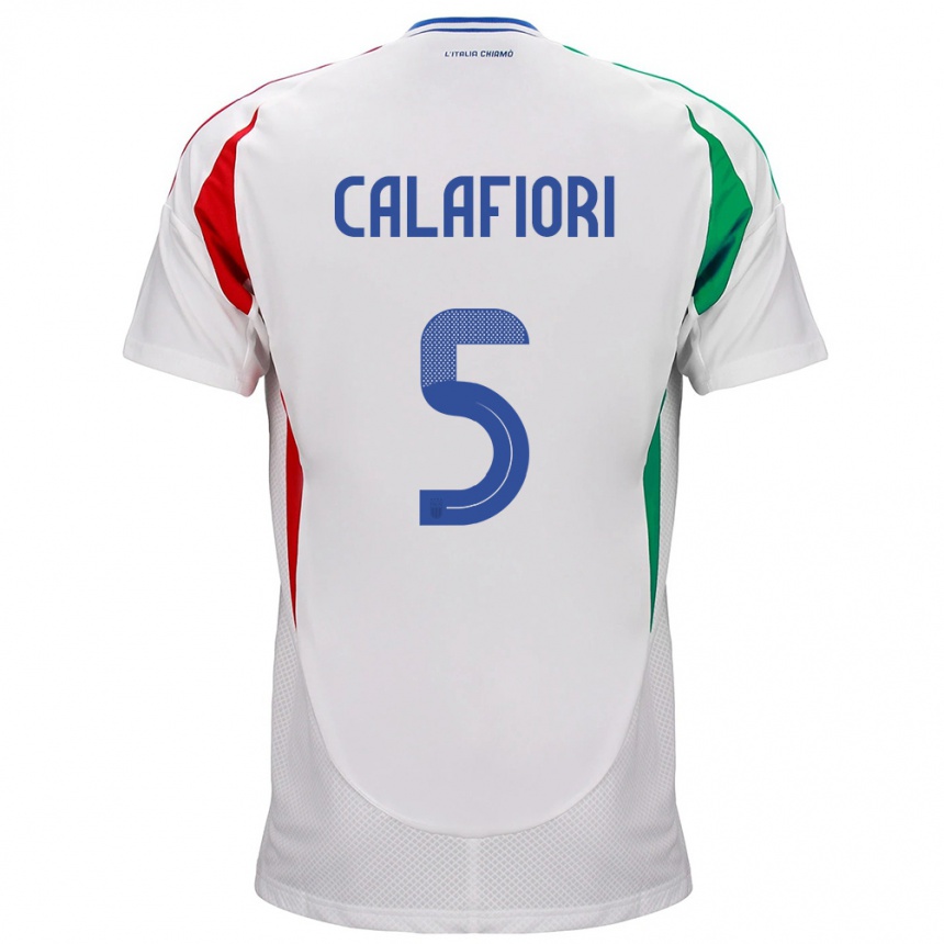 Niño Fútbol Camiseta Italia Riccardo Calafiori #5 Blanco 2ª Equipación 24-26 Argentina