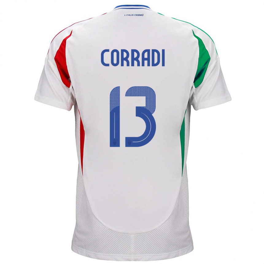 Niño Fútbol Camiseta Italia Christian Corradi #13 Blanco 2ª Equipación 24-26 Argentina