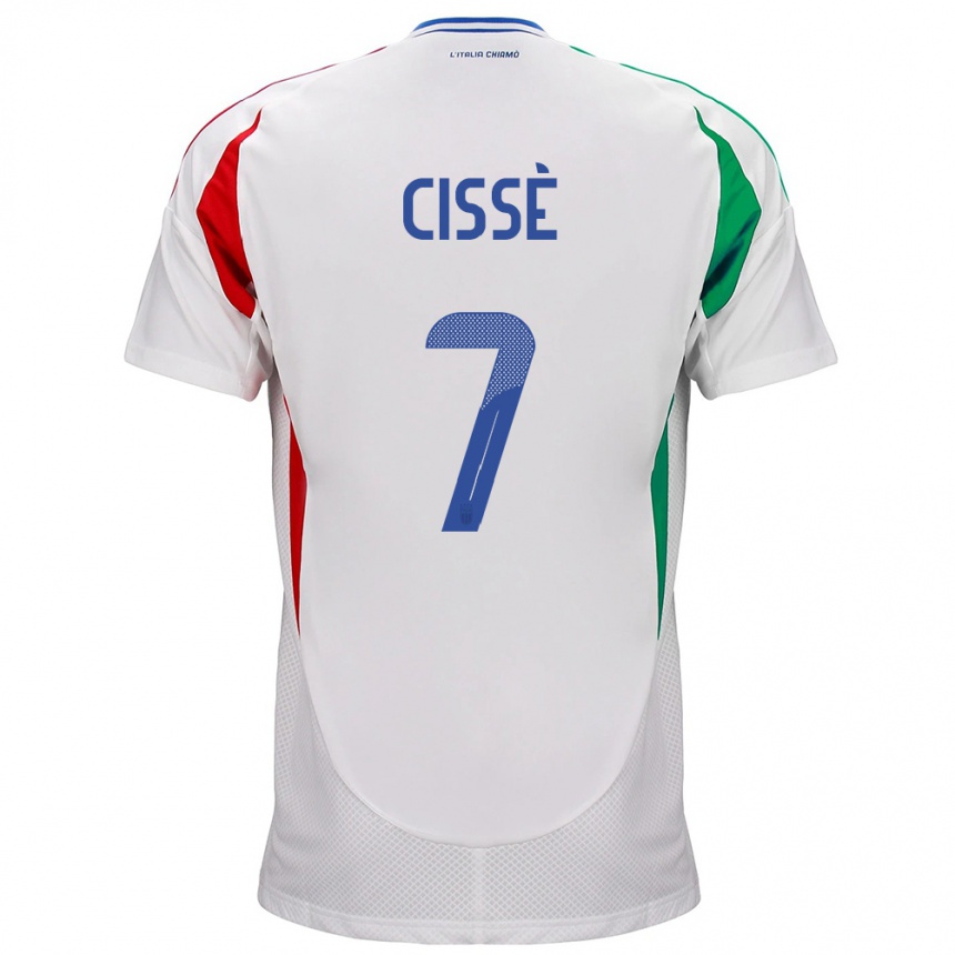 Niño Fútbol Camiseta Italia Alphadjo Cissè #7 Blanco 2ª Equipación 24-26 Argentina