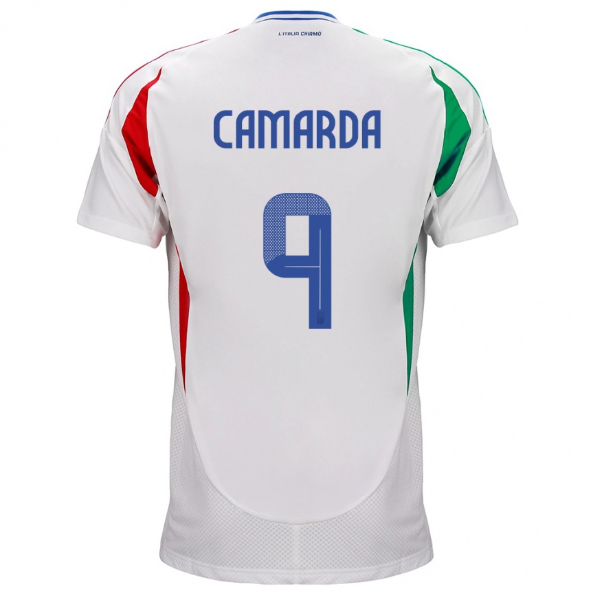 Niño Fútbol Camiseta Italia Francesco Camarda #9 Blanco 2ª Equipación 24-26 Argentina