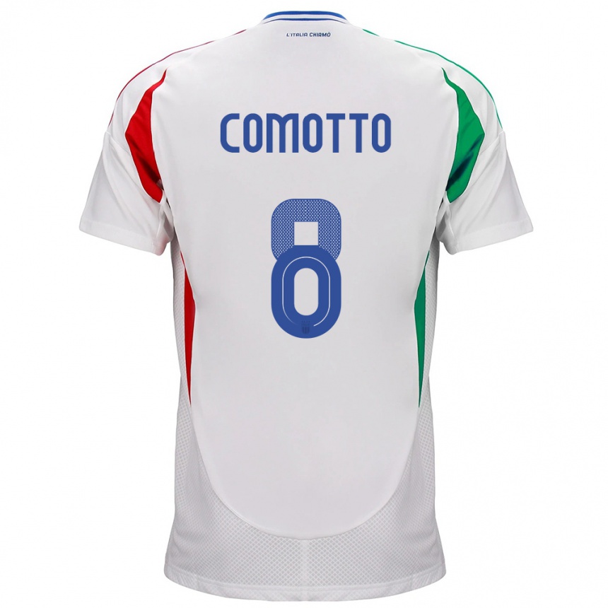 Niño Fútbol Camiseta Italia Christian Comotto #8 Blanco 2ª Equipación 24-26 Argentina