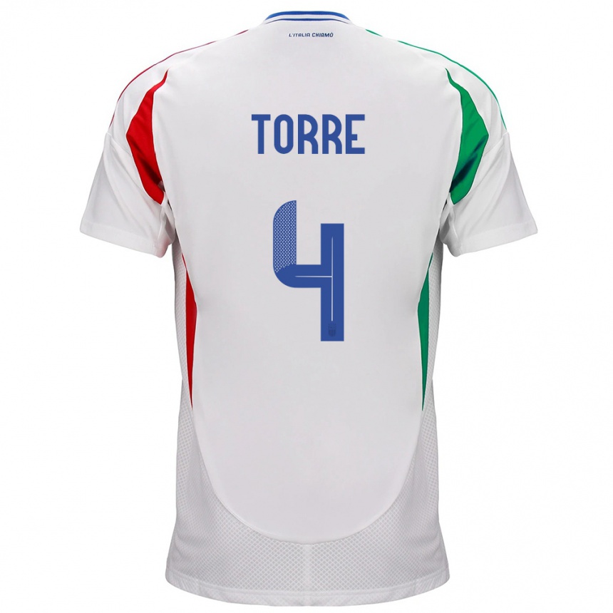 Niño Fútbol Camiseta Italia Pietro La Torre #4 Blanco 2ª Equipación 24-26 Argentina