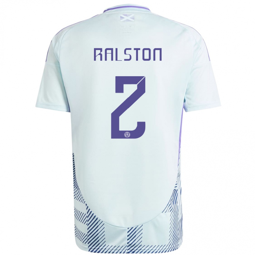 Niño Fútbol Camiseta Escocia Anthony Ralston #2 Azul Menta Claro 2ª Equipación 24-26 Argentina