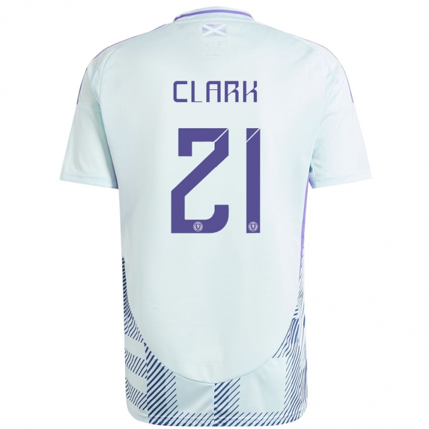 Niño Fútbol Camiseta Escocia Zander Clark #21 Azul Menta Claro 2ª Equipación 24-26 Argentina