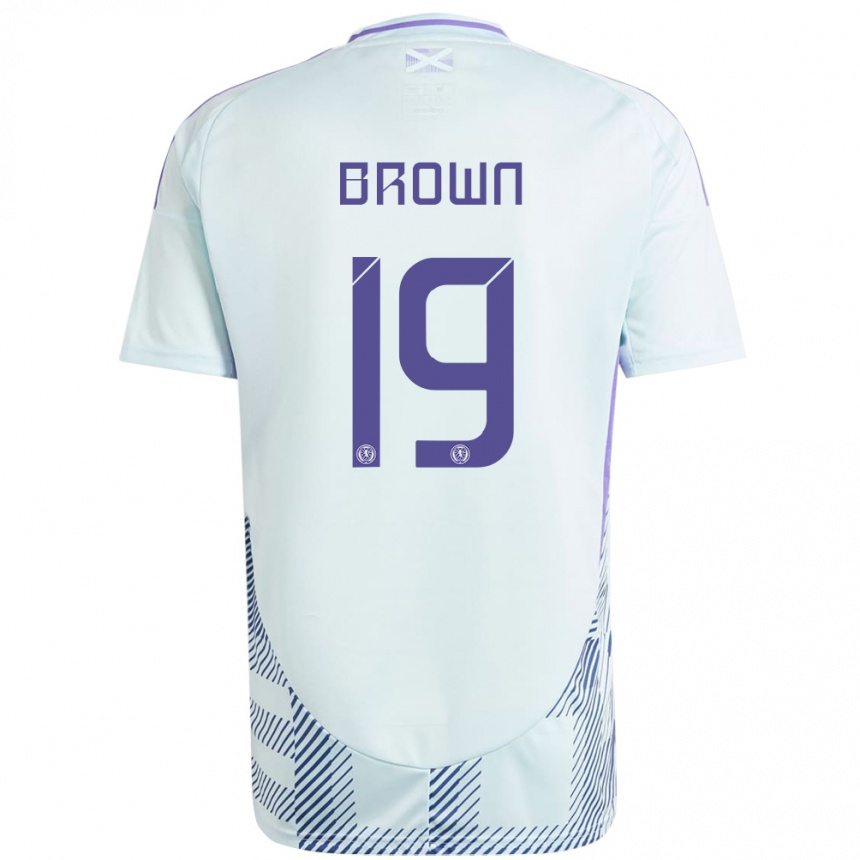 Niño Fútbol Camiseta Escocia Jacob Brown #19 Azul Menta Claro 2ª Equipación 24-26 Argentina