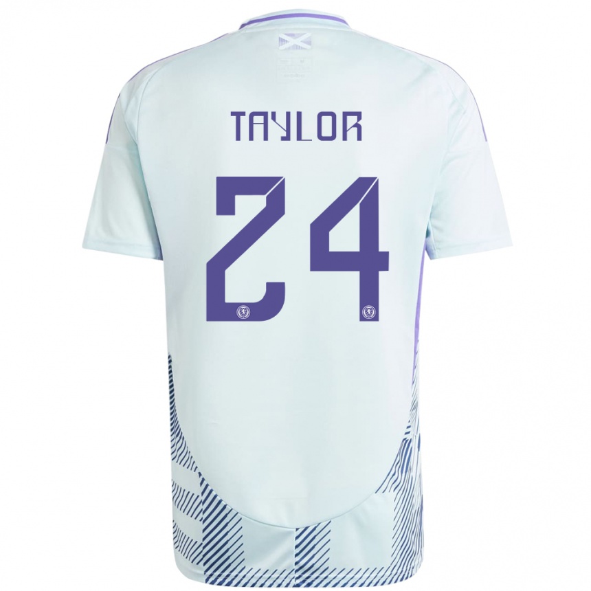 Niño Fútbol Camiseta Escocia Greg Taylor #24 Azul Menta Claro 2ª Equipación 24-26 Argentina