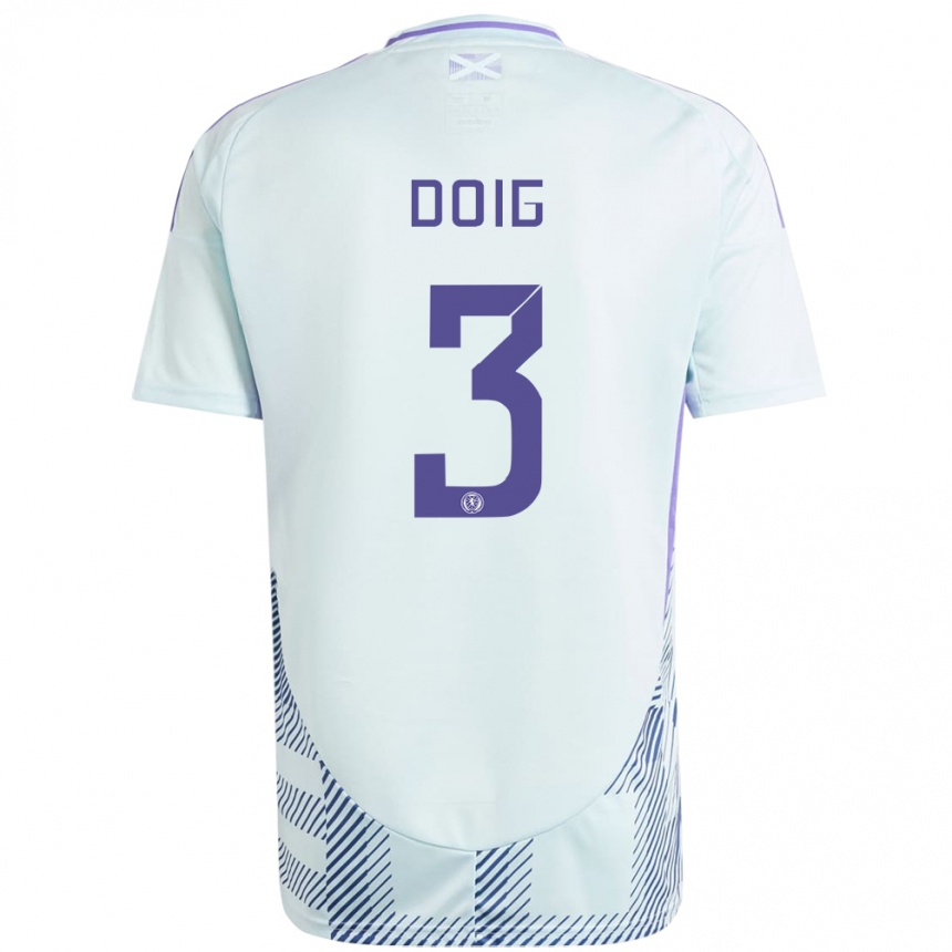 Niño Fútbol Camiseta Escocia Josh Doig #3 Azul Menta Claro 2ª Equipación 24-26 Argentina