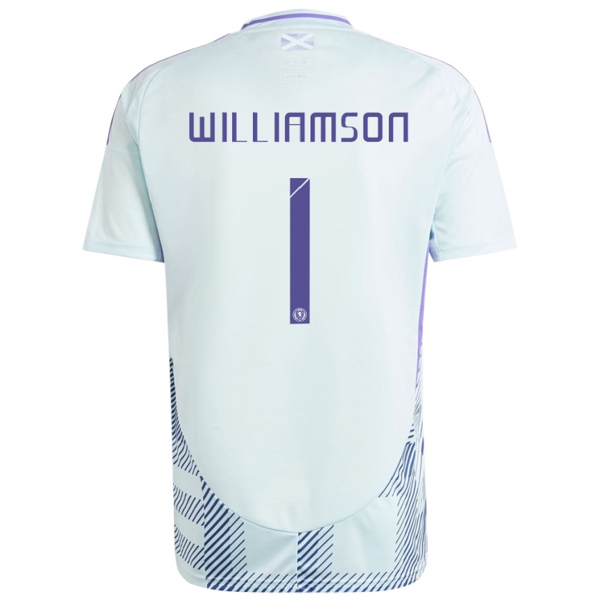 Niño Fútbol Camiseta Escocia Woody Williamson #1 Azul Menta Claro 2ª Equipación 24-26 Argentina