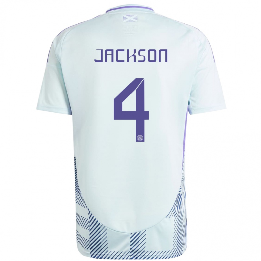 Niño Fútbol Camiseta Escocia Louis Jackson #4 Azul Menta Claro 2ª Equipación 24-26 Argentina