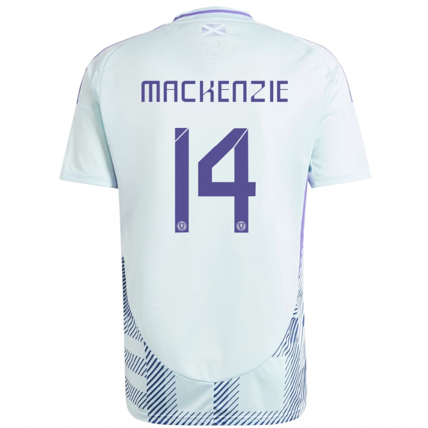 Niño Fútbol Camiseta Escocia Magnus Mackenzie #14 Azul Menta Claro 2ª Equipación 24-26 Argentina