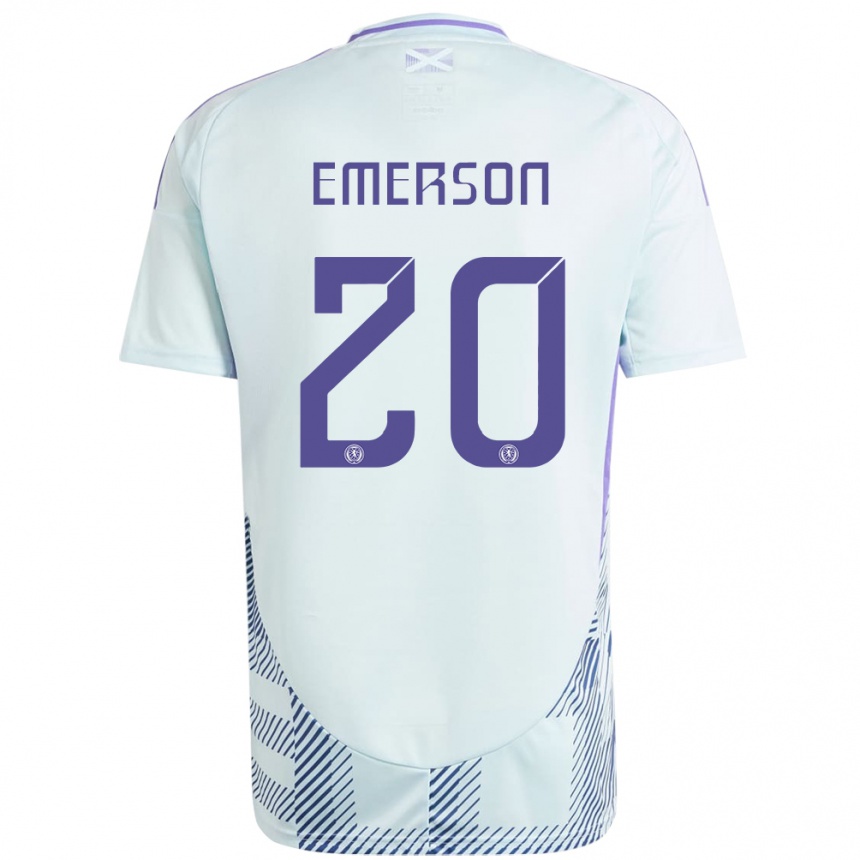 Niño Fútbol Camiseta Escocia Johnny Emerson #20 Azul Menta Claro 2ª Equipación 24-26 Argentina