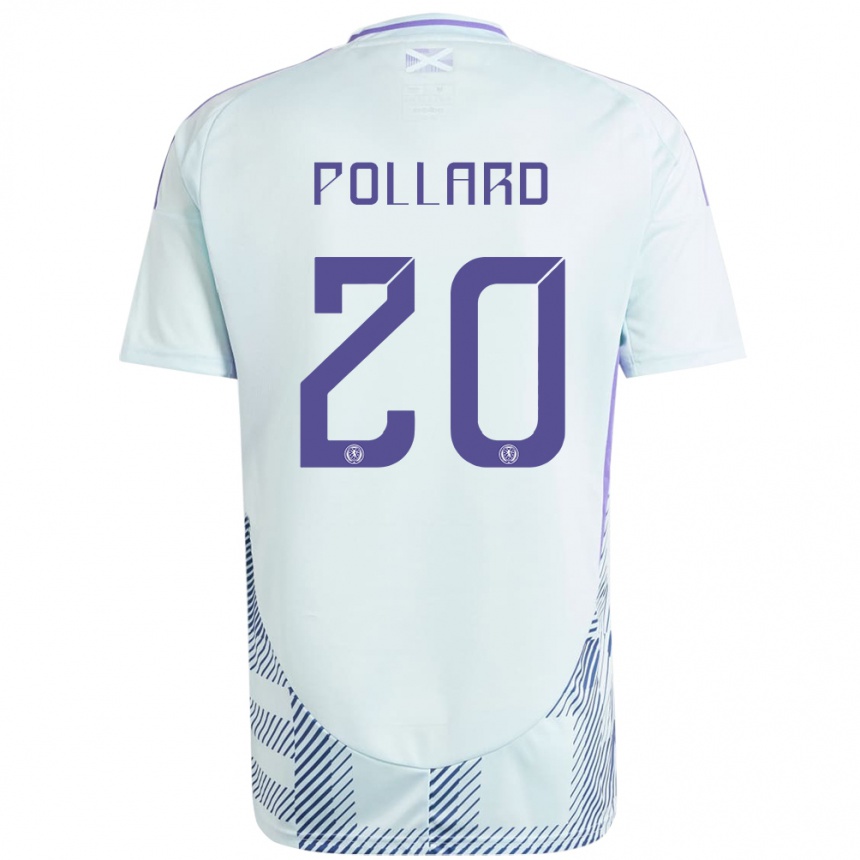 Niño Fútbol Camiseta Escocia Lancelot Pollard #20 Azul Menta Claro 2ª Equipación 24-26 Argentina