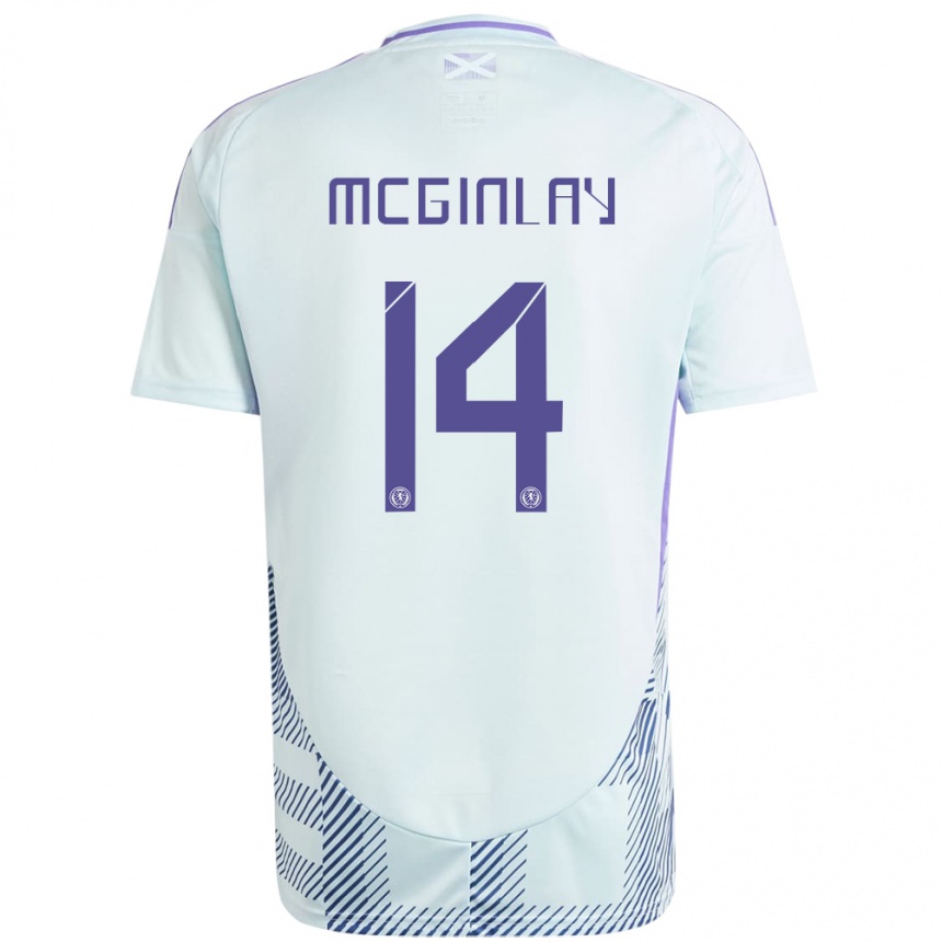 Niño Fútbol Camiseta Escocia Aiden Mcginlay #14 Azul Menta Claro 2ª Equipación 24-26 Argentina