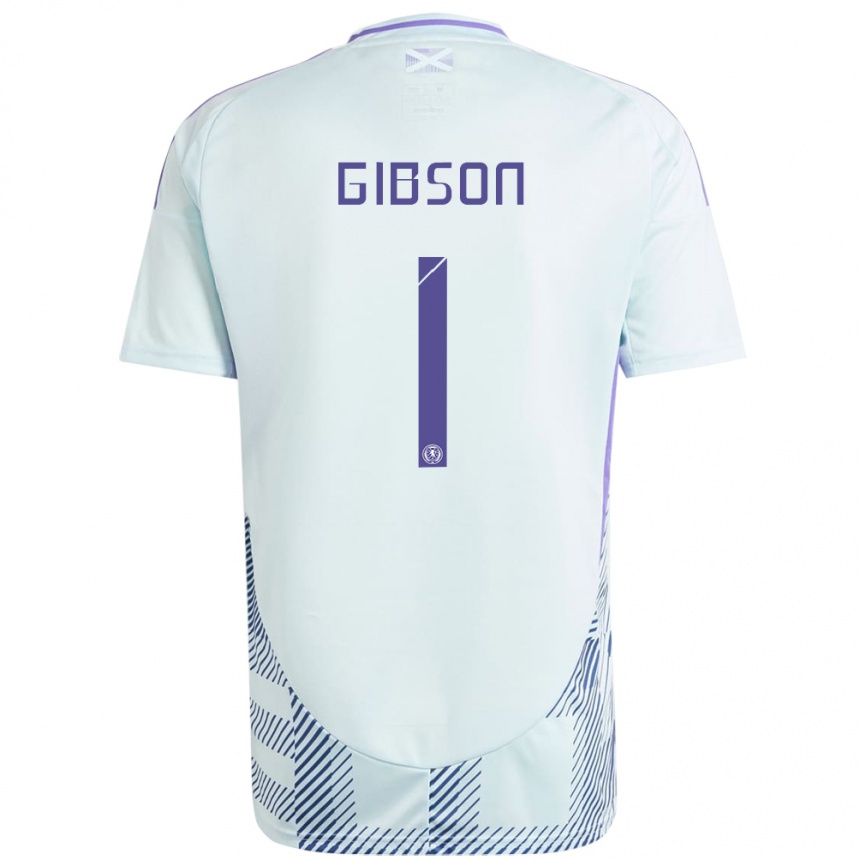 Niño Fútbol Camiseta Escocia Lee Gibson #1 Azul Menta Claro 2ª Equipación 24-26 Argentina