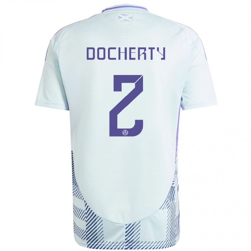 Niño Fútbol Camiseta Escocia Nicola Docherty #2 Azul Menta Claro 2ª Equipación 24-26 Argentina