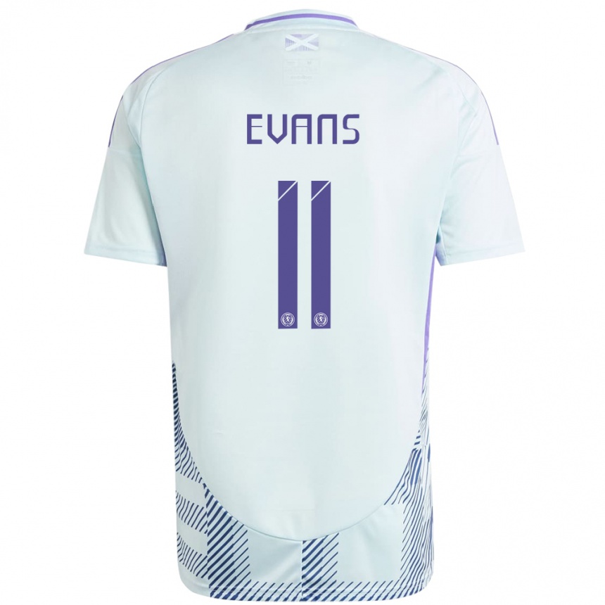 Niño Fútbol Camiseta Escocia Lisa Evans #11 Azul Menta Claro 2ª Equipación 24-26 Argentina