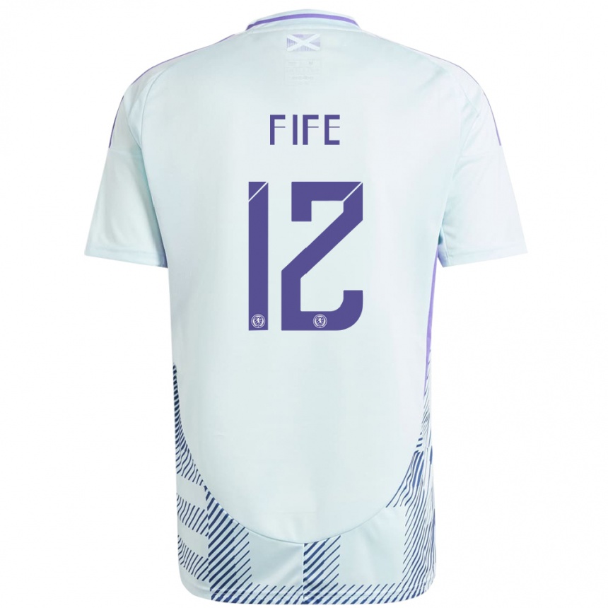 Niño Fútbol Camiseta Escocia Jenna Fife #12 Azul Menta Claro 2ª Equipación 24-26 Argentina