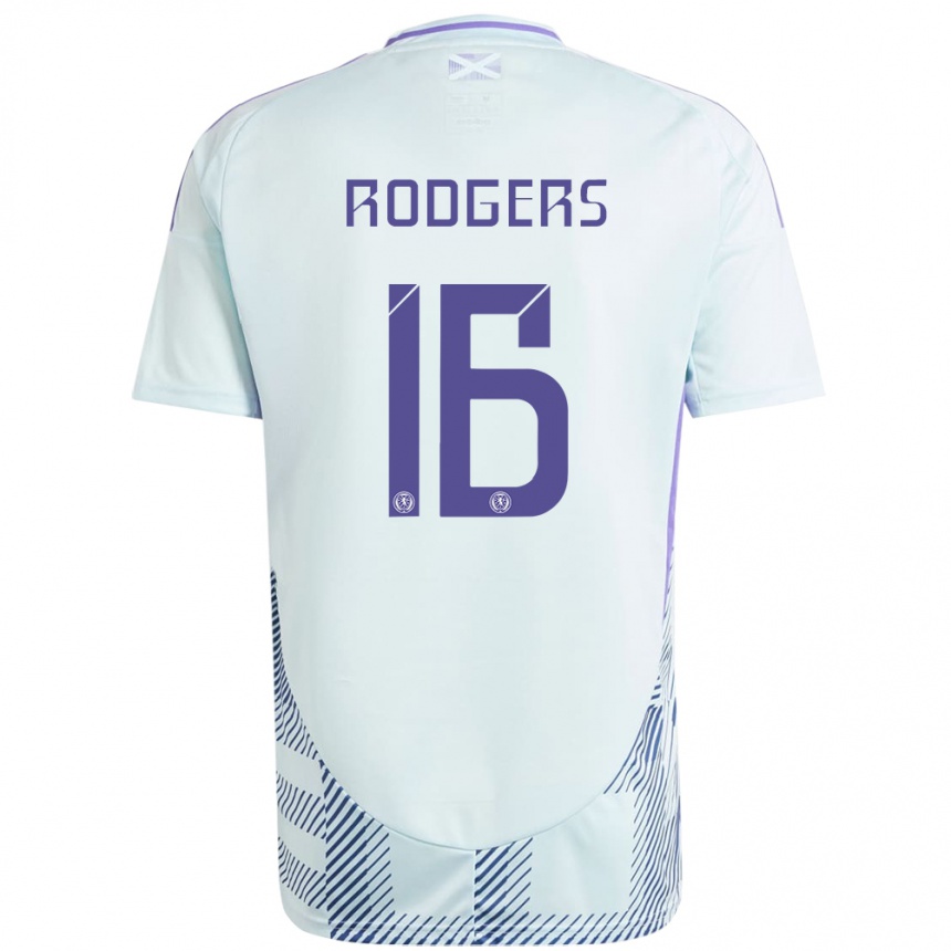 Niño Fútbol Camiseta Escocia Amy Rodgers #16 Azul Menta Claro 2ª Equipación 24-26 Argentina