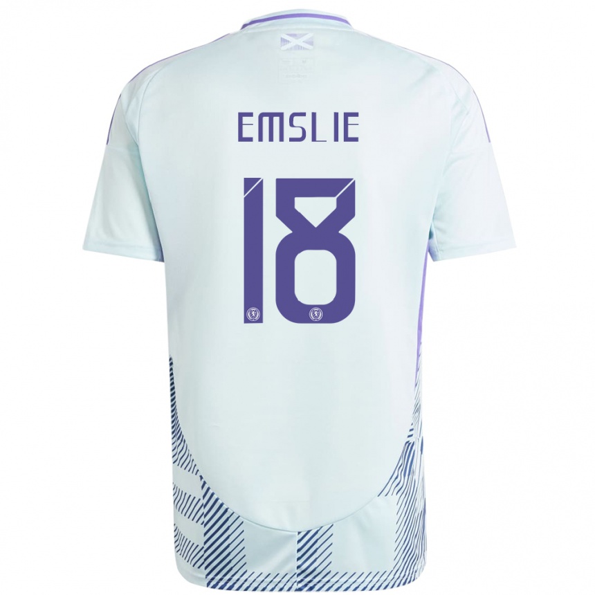 Niño Fútbol Camiseta Escocia Claire Emslie #18 Azul Menta Claro 2ª Equipación 24-26 Argentina