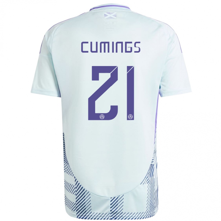 Niño Fútbol Camiseta Escocia Eartha Cumings #21 Azul Menta Claro 2ª Equipación 24-26 Argentina