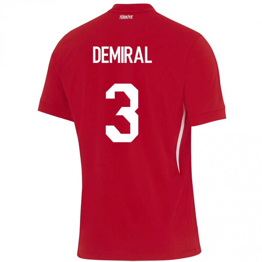 Niño Fútbol Camiseta Turquía Merih Demiral #3 Rojo 2ª Equipación 24-26 Argentina