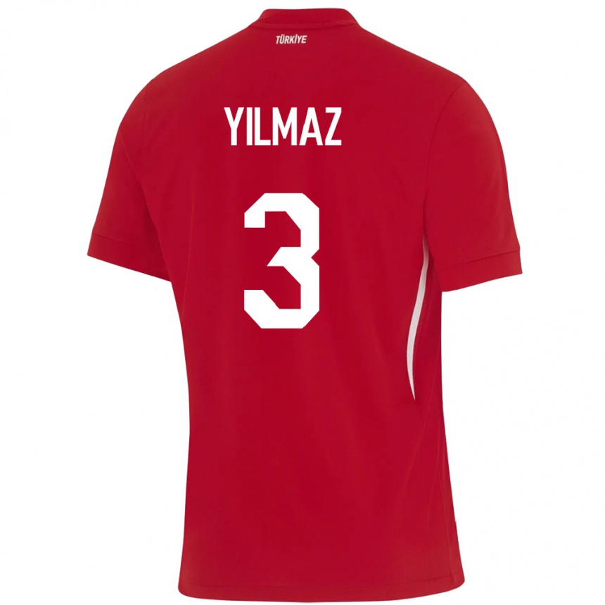 Niño Fútbol Camiseta Turquía Berkay Yılmaz #3 Rojo 2ª Equipación 24-26 Argentina