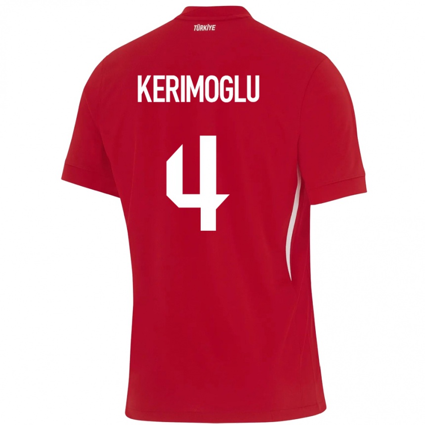 Niño Fútbol Camiseta Turquía Zeynap Kerimoğlu #4 Rojo 2ª Equipación 24-26 Argentina