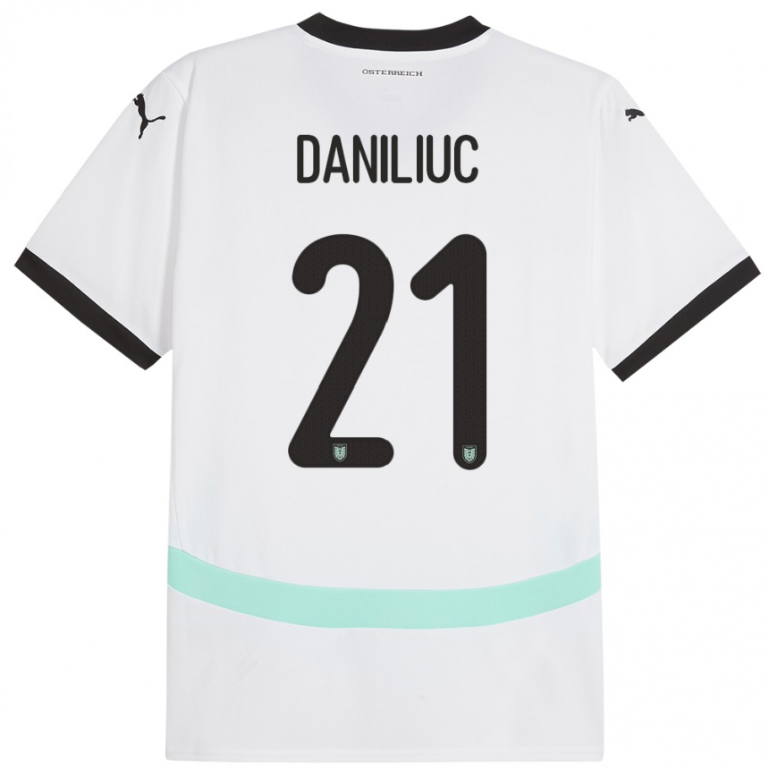 Niño Fútbol Camiseta Austria Flavius Daniliuc #21 Blanco 2ª Equipación 24-26 Argentina