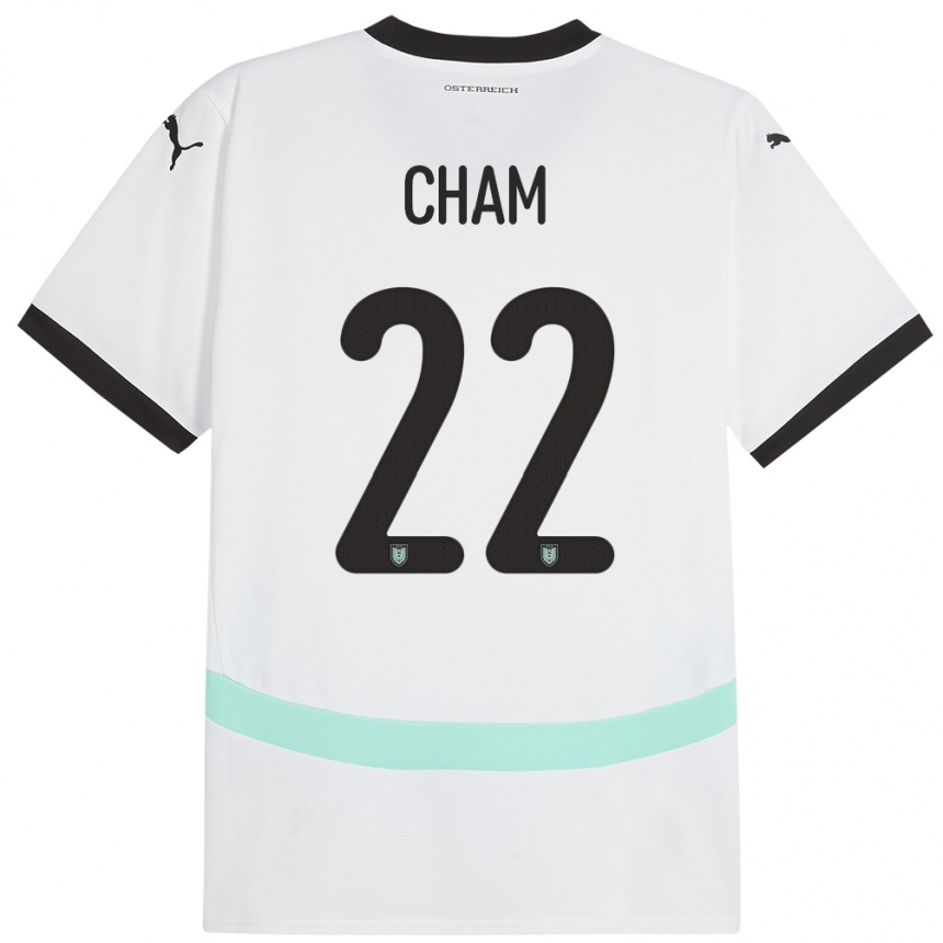 Niño Fútbol Camiseta Austria Muhammed Cham #22 Blanco 2ª Equipación 24-26 Argentina