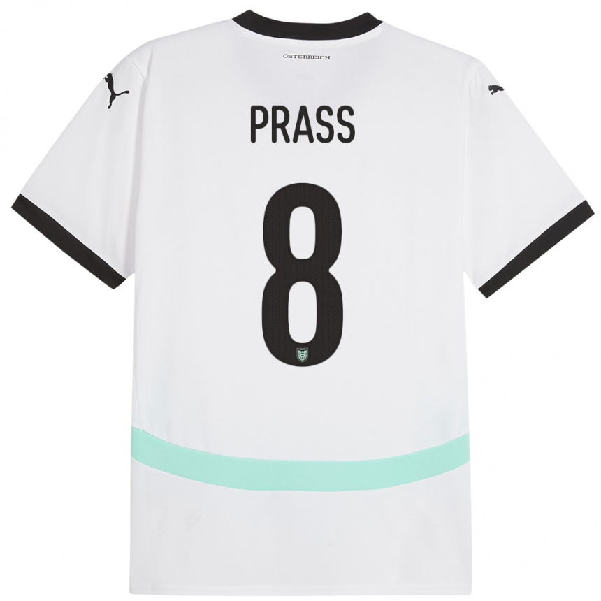 Niño Fútbol Camiseta Austria Alexander Prass #8 Blanco 2ª Equipación 24-26 Argentina