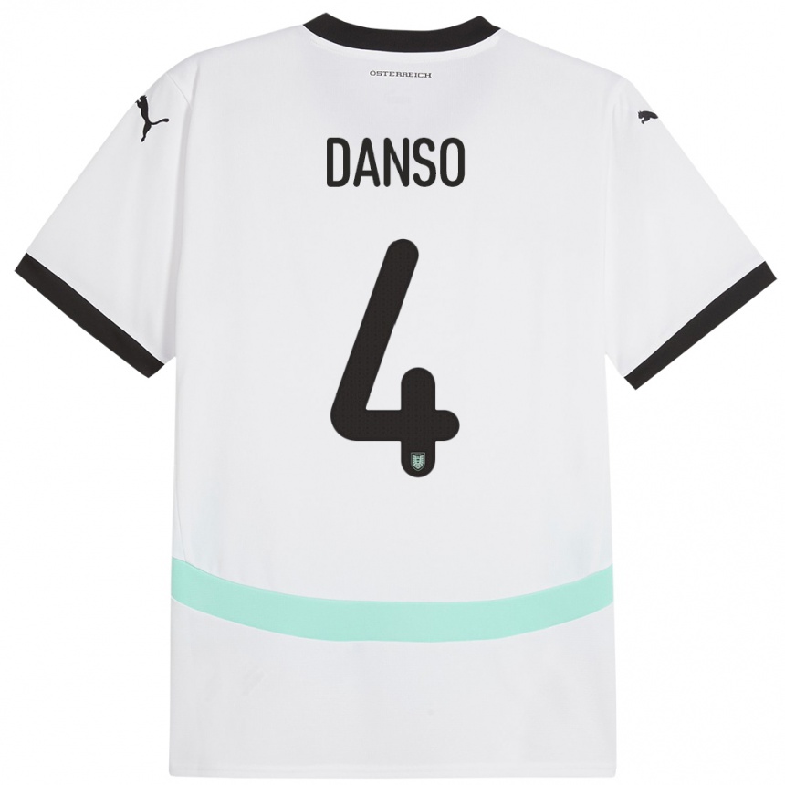 Niño Fútbol Camiseta Austria Kevin Danso #4 Blanco 2ª Equipación 24-26 Argentina