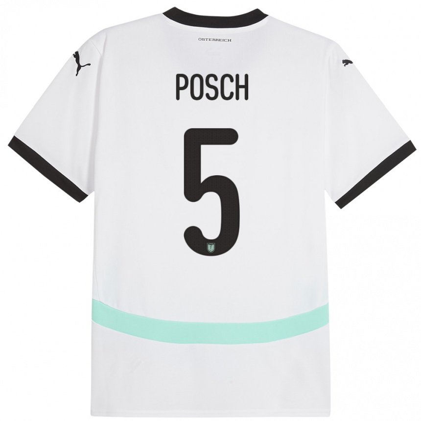 Niño Fútbol Camiseta Austria Stefan Posch #5 Blanco 2ª Equipación 24-26 Argentina