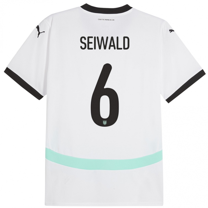 Niño Fútbol Camiseta Austria Nicolas Seiwald #6 Blanco 2ª Equipación 24-26 Argentina