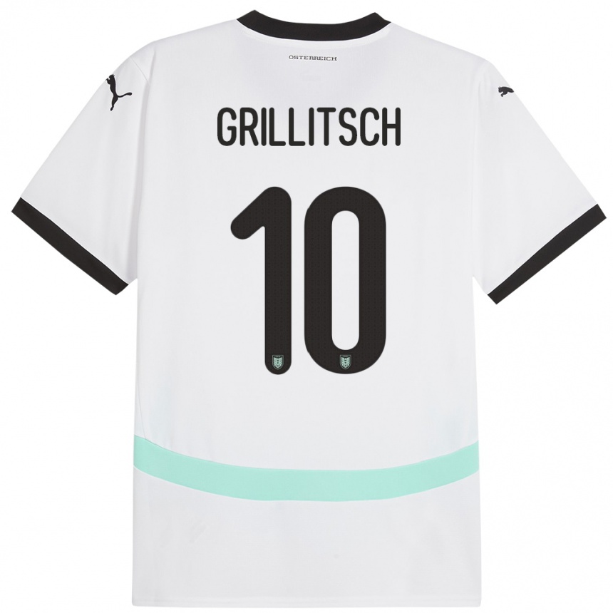 Niño Fútbol Camiseta Austria Florian Grillitsch #10 Blanco 2ª Equipación 24-26 Argentina