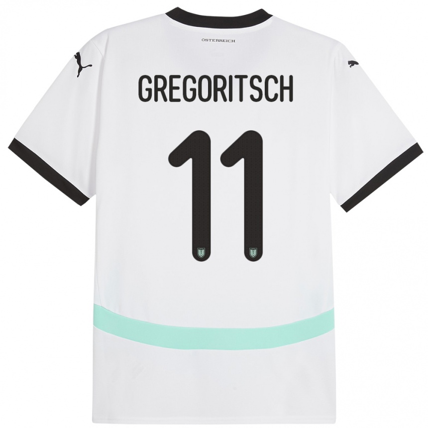 Niño Fútbol Camiseta Austria Michael Gregoritsch #11 Blanco 2ª Equipación 24-26 Argentina