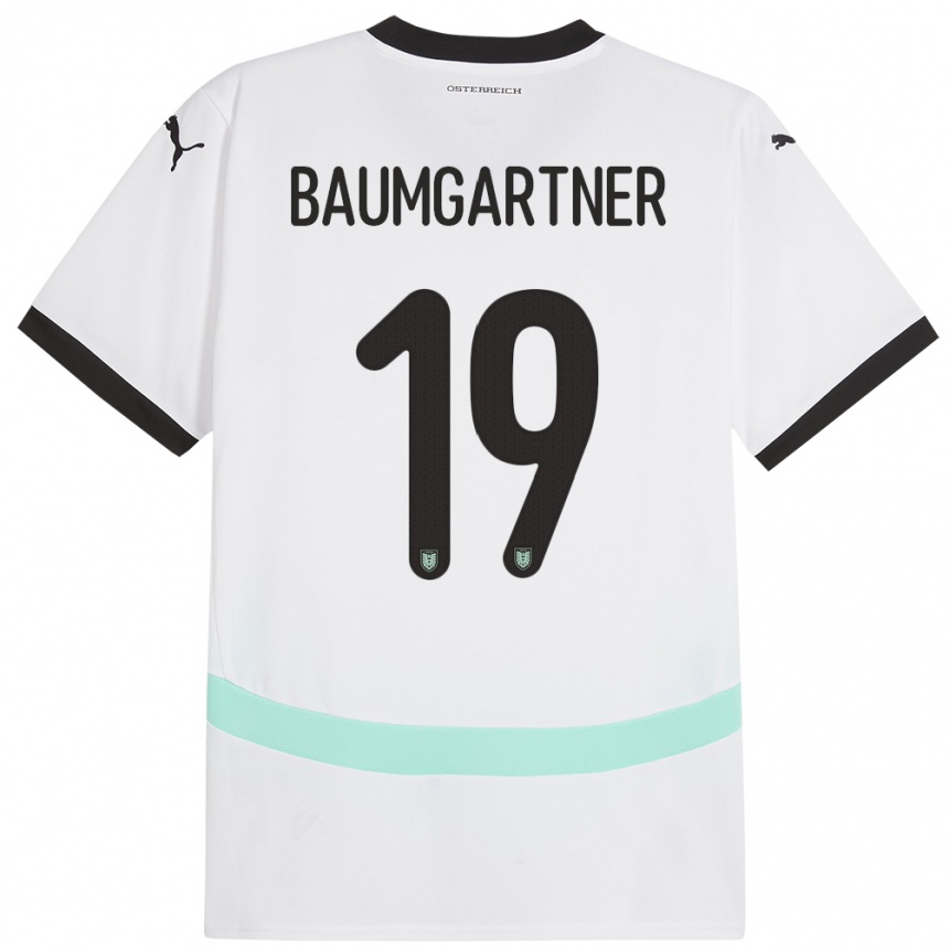 Niño Fútbol Camiseta Austria Christoph Baumgartner #19 Blanco 2ª Equipación 24-26 Argentina