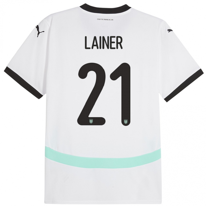 Niño Fútbol Camiseta Austria Stefan Lainer #21 Blanco 2ª Equipación 24-26 Argentina