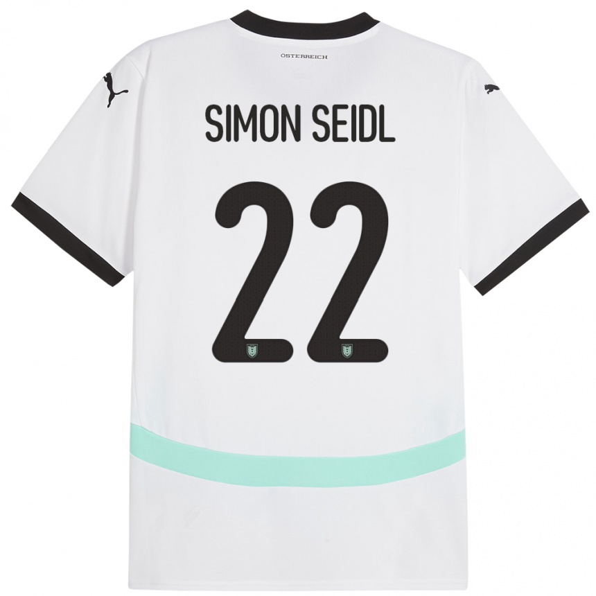 Niño Fútbol Camiseta Austria Simon Seidl #22 Blanco 2ª Equipación 24-26 Argentina