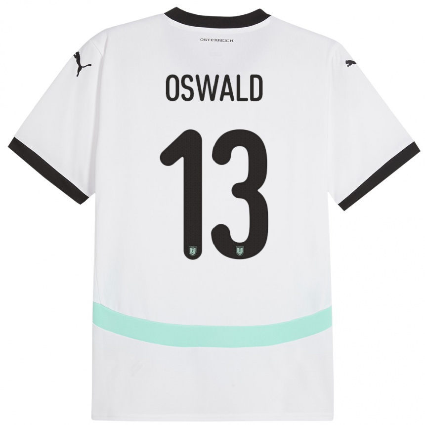 Niño Fútbol Camiseta Austria Moritz Oswald #13 Blanco 2ª Equipación 24-26 Argentina