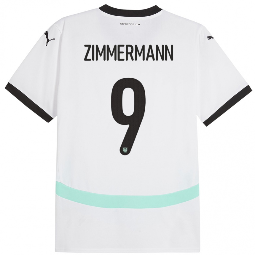 Niño Fútbol Camiseta Austria Bernhard Zimmermann #9 Blanco 2ª Equipación 24-26 Argentina