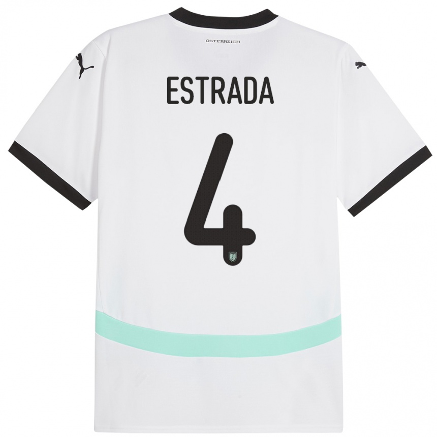 Niño Fútbol Camiseta Austria Pascal Estrada #4 Blanco 2ª Equipación 24-26 Argentina