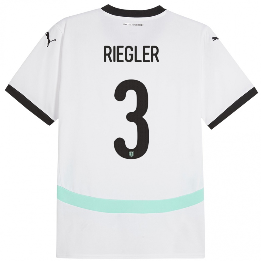 Niño Fútbol Camiseta Austria David Riegler #3 Blanco 2ª Equipación 24-26 Argentina